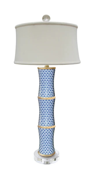 Blue & White Fish Scale Bamboo Lamp | The Enchanted Home