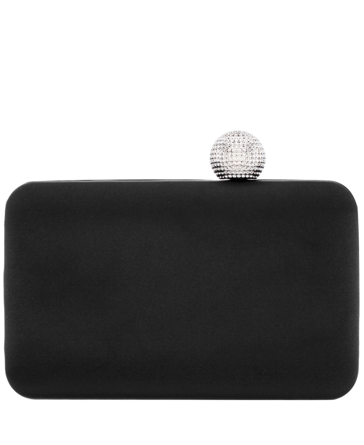 Nina Satin Minaudiere Crystal Clasp Clutch - Black | Macy's