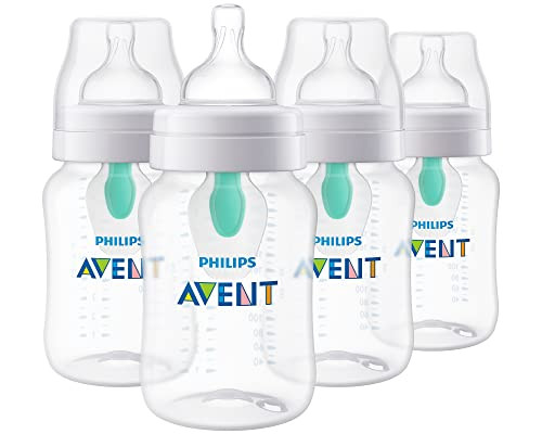 Philips AVENT Anti-Colic Baby Bottles with AirFree Vent, 9oz, 4pk, Clear, SCY703/04 | Amazon (US)