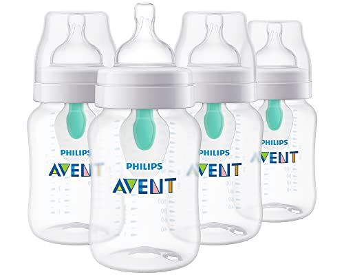 Philips AVENT Anti-Colic Baby Bottles with AirFree Vent, 9oz, 4pk, Clear, SCY703/04 | Amazon (US)