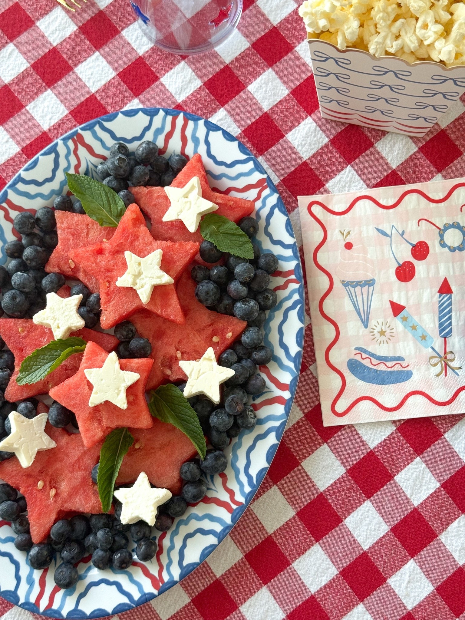 the EASIEST summer salad…. watermelon, blueberries, feta cheese, and mint to garnish — be gentle and patient when using a star cutter, takes time to get the feta out without breaking ✨🇺🇸🍉

#LTKSeasonal #LTKfoodie #LTKHome