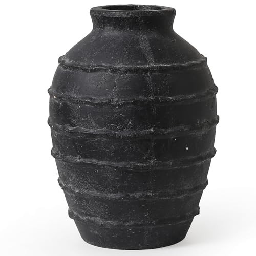 Kokrose Black Terracotta Vase, Black Vases Home Decor for Centerpieces, Large Vintage Rustic Flower Vase for Home Decor, Pottery Ceramic Vases, Table Top Fireplace Mantel Decor | Amazon (US)