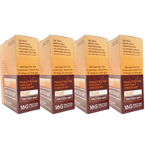 G2G Protein Bar, Peanut Butter Coconut Chocolate, Real Food, Refrigerated for Freshness, Whey Protein Isolate, Healthy Snack, Delicious Meal Replacement, Gluten-Free, 32 Count (4 Packs of 8) | Amazon (US)