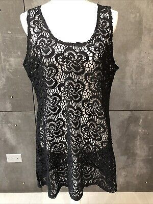 La Blanca Women’s Tunic Swimsuit Cover-Up Black Crochet Dress (no Size Tag) | eBay US