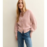Women's Light Pink Ribbed Knit Raglan Sleeve Cardigan New Look | New Look (UK)