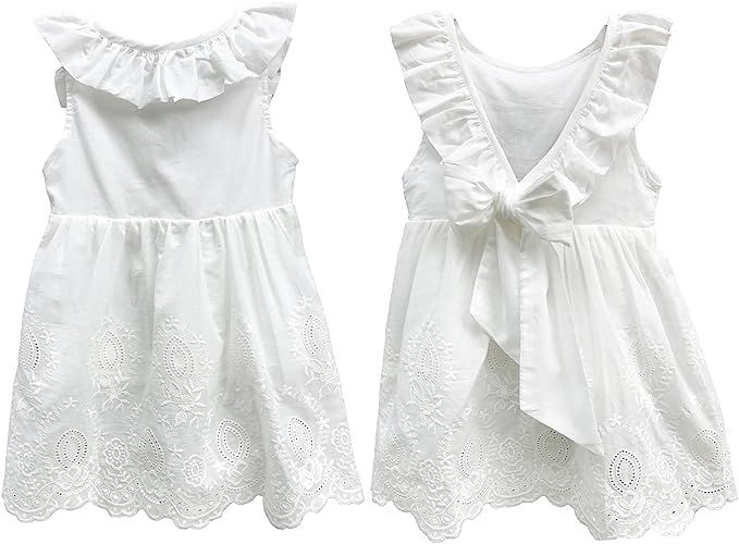 Abalaco Girl Cotton Backless Breathable Sleeveless Summer Tutu Daily Wear Princess Dress | Amazon (US)