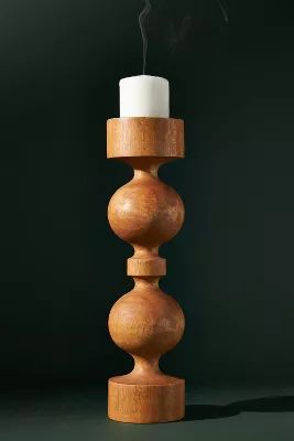 Hollis Wood Pillar Candle Holder | Anthropologie (US)