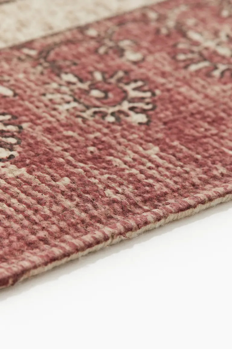 Patterned Rug with Fringe - Light brick red/patterned - Home All | H&M CA | H&M (US + CA)