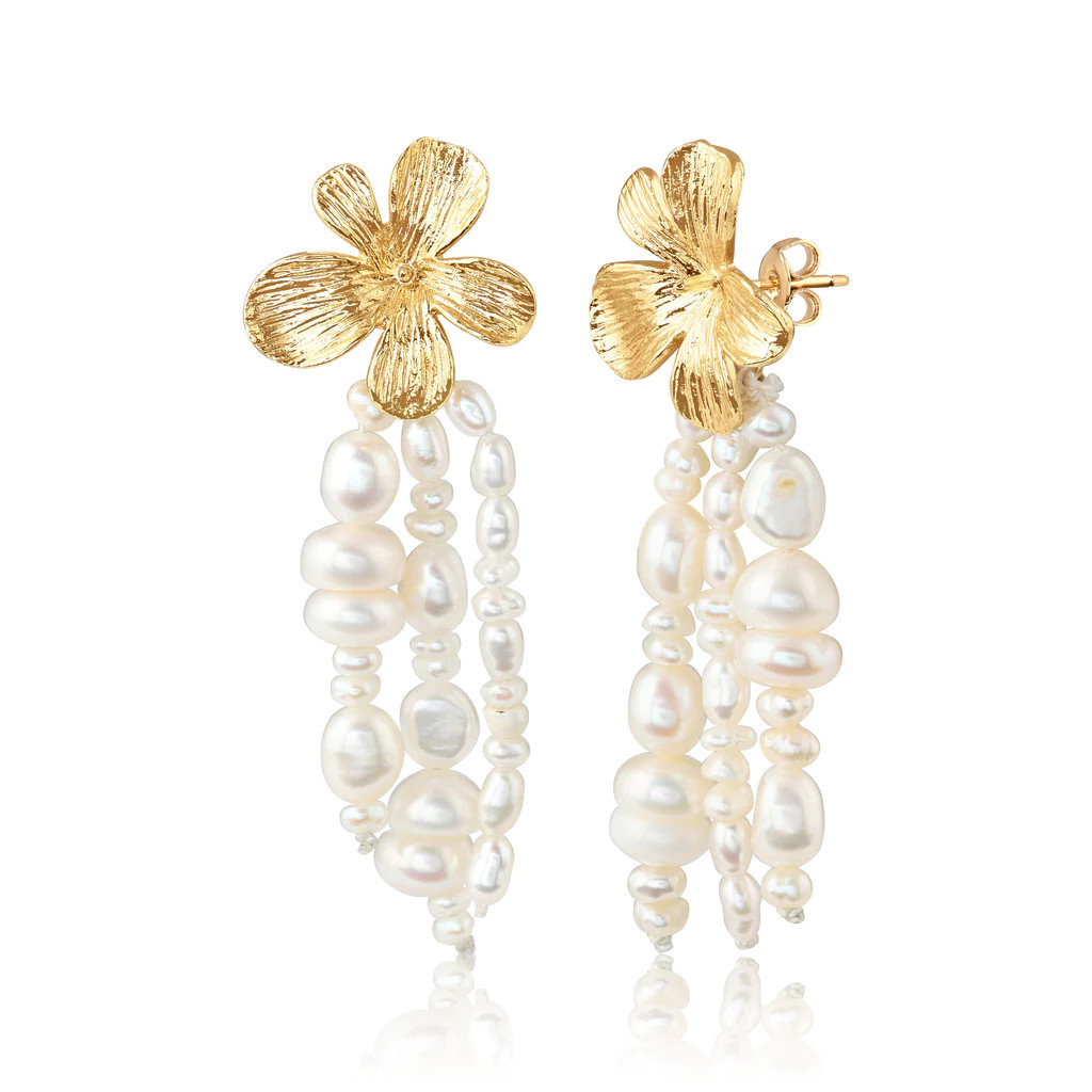 Matilda Pearl Floral Earrings | Mod and Jo