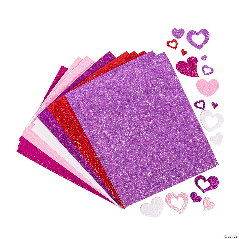 Bulk 500 Pc. Fabulous Foam Self-Adhesive Glitter Hearts | Oriental Trading Company
