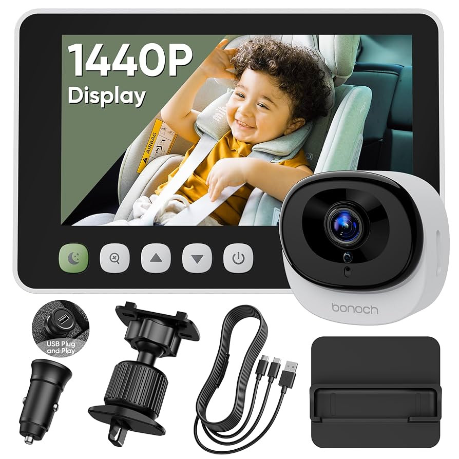 bonoch 5'' 1440P Baby Car Camera Backseat - 2025 Upgrade 360 Degree Rotating Wide View USB Powere... | Amazon (CA)