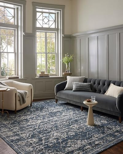 Loloi Magnolia Home by Joanna Gaines Gigi Collection GIG-02 Navy/Stone 7'-10" x 10' Area Rug | Amazon (US)