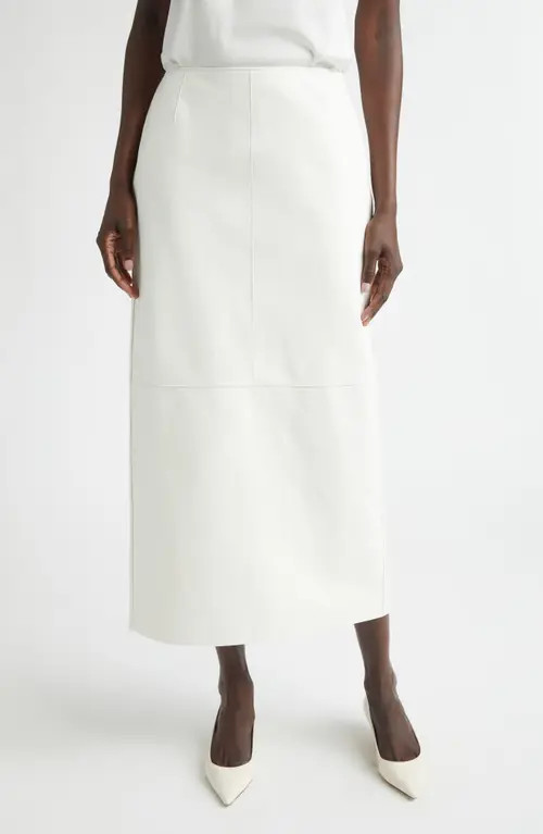 Lafayette 148 New York Glove Leather Midi Pencil Skirt in White at Nordstrom, Size 6 | Nordstrom