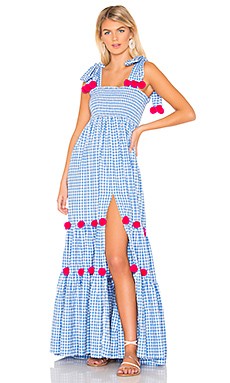 Sundress Pippa Long Dress in Gingham Light Blue & Pink from Revolve.com | Revolve Clothing (Global)