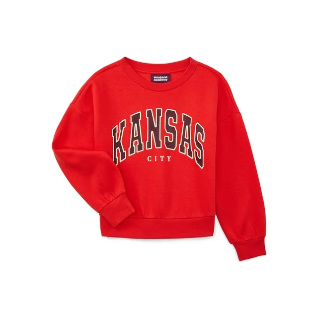 Weekend Academy Girls Long Sleeve Graphic Crewneck Sweatshirt, Sizes 4-18 | Walmart (US)