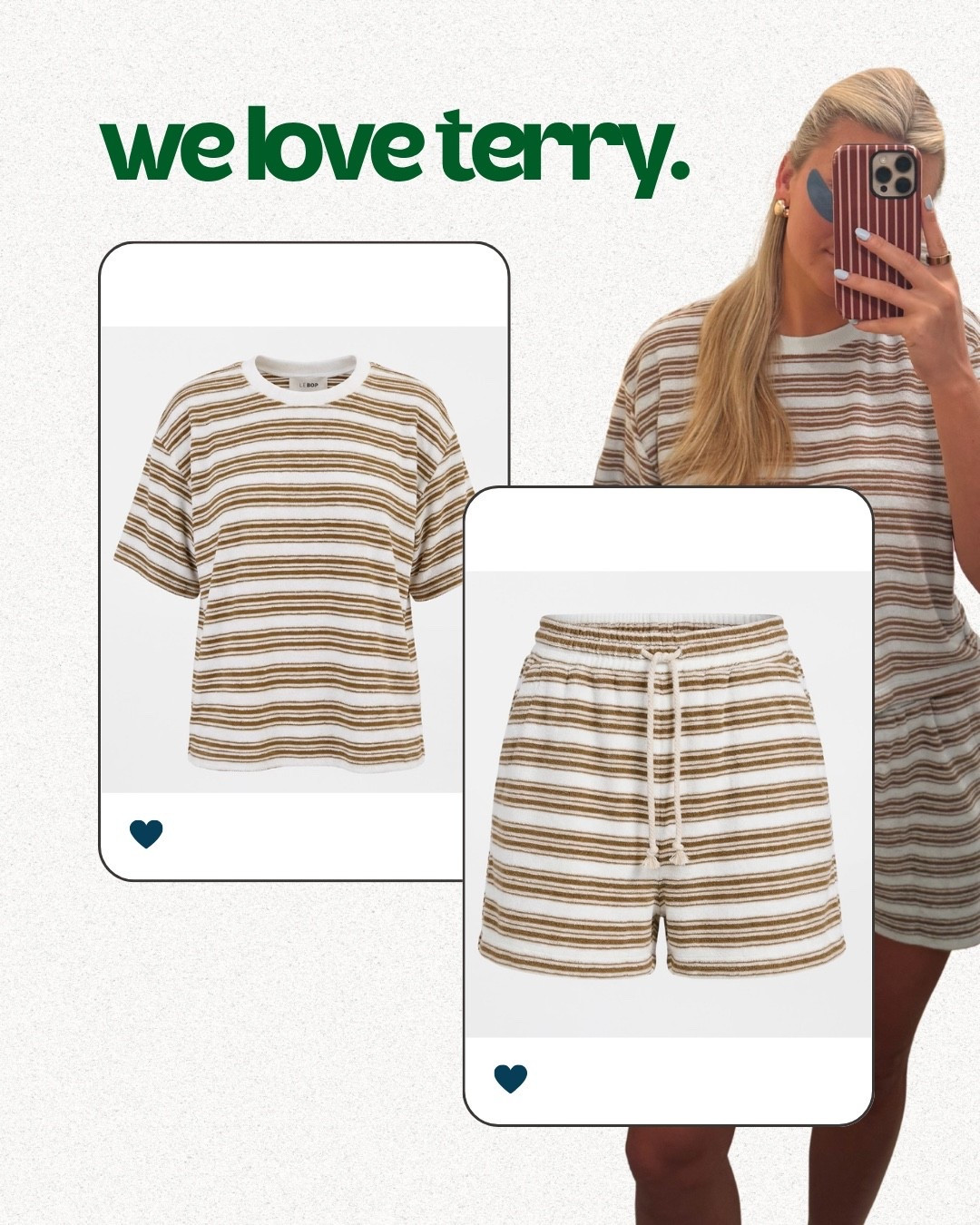 living in this terrycloth set from le bop!