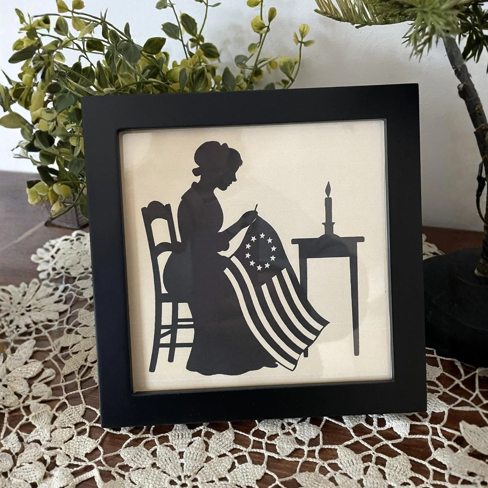Betsy Ross Sewing the American Flag Silhouette, Colonial Patriotic Wall Art, 1776 Decor Primitive... | Etsy (Global)