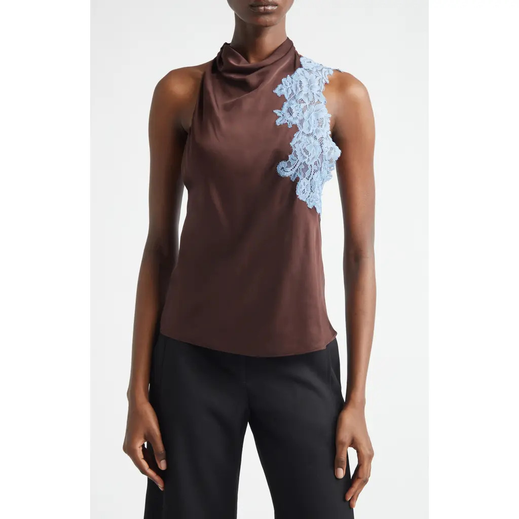 A.L.C. Rose Lace Appliqué Top in Ganache/French Blue at Nordstrom, Size 6 | Nordstrom