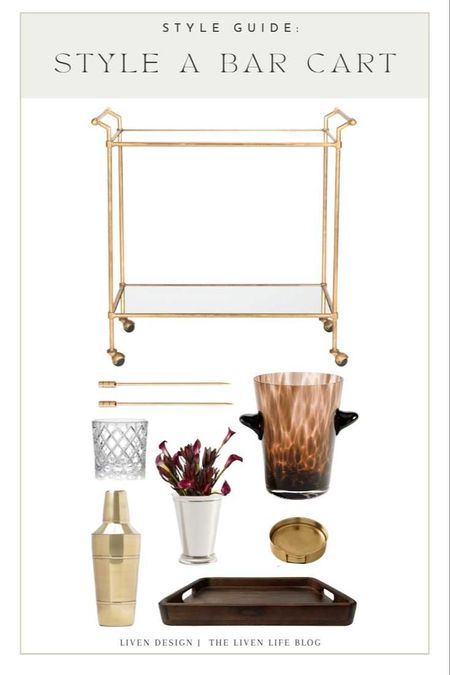 Bar cart styling. Brass gold bar cart. Home entertaining. Home bar. Glass bar cart. Drinkware. Glassware. Bar tools. Cocktails. Living room. dining room. coasters. 

#LTKSeasonal #LTKhome #LTKstyletip