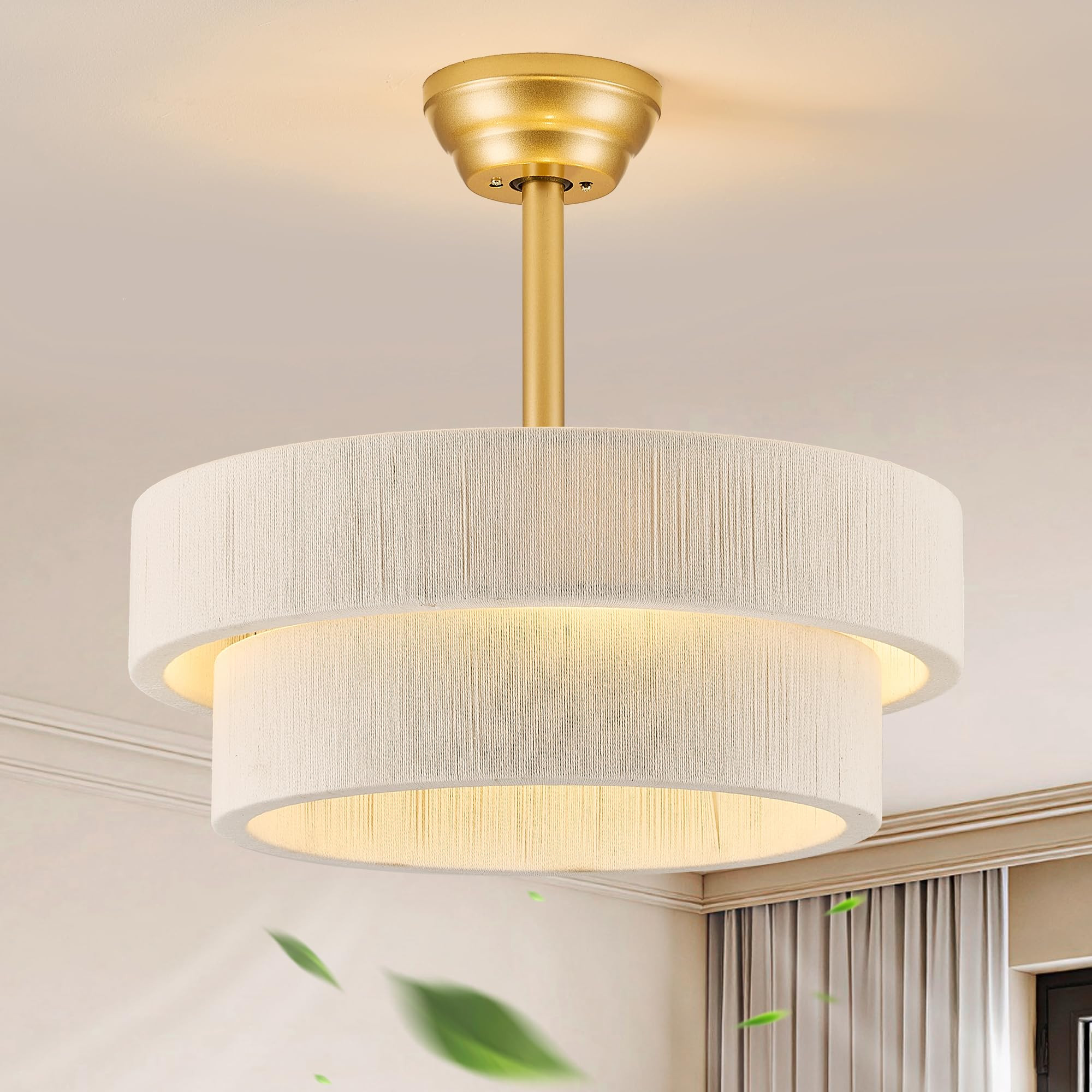 Boho Ceiling Fan with Light, Caged Fandelier Ceiling Fan with Light and Remote Control, Rattan Ch... | Amazon (US)