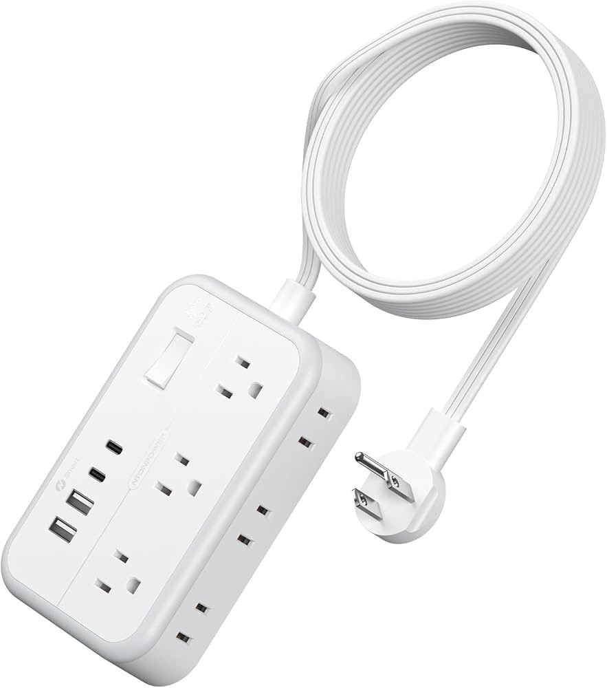 NTONPOWER Surge Protector Power Strip with 6 Outlets 4 USB Charging Station(2 USB C Port), 5 Ft F... | Amazon (US)