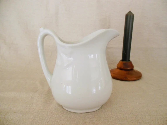 Antique White Ironstone Small English Pitcher, Bell flowers, Cottage | Etsy (US)