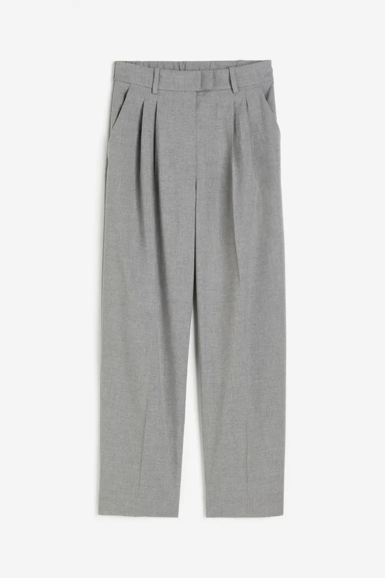 Ankle-length trousers - Greige - Ladies | H&M GB | H&M (UK, MY, IN, SG, PH, TW, HK)