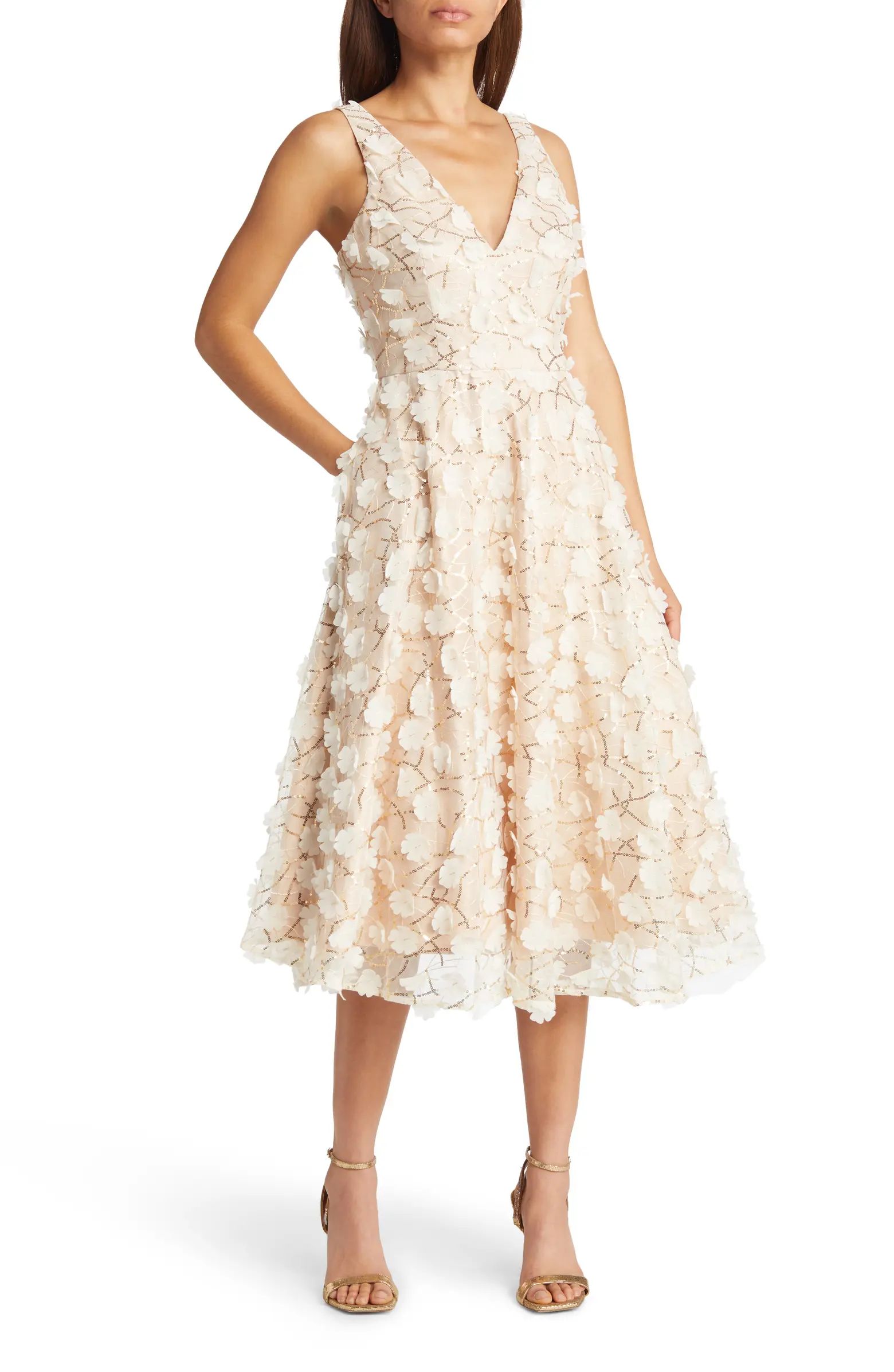 Social 3D Flower Sequin A-Line Dress | Nordstrom