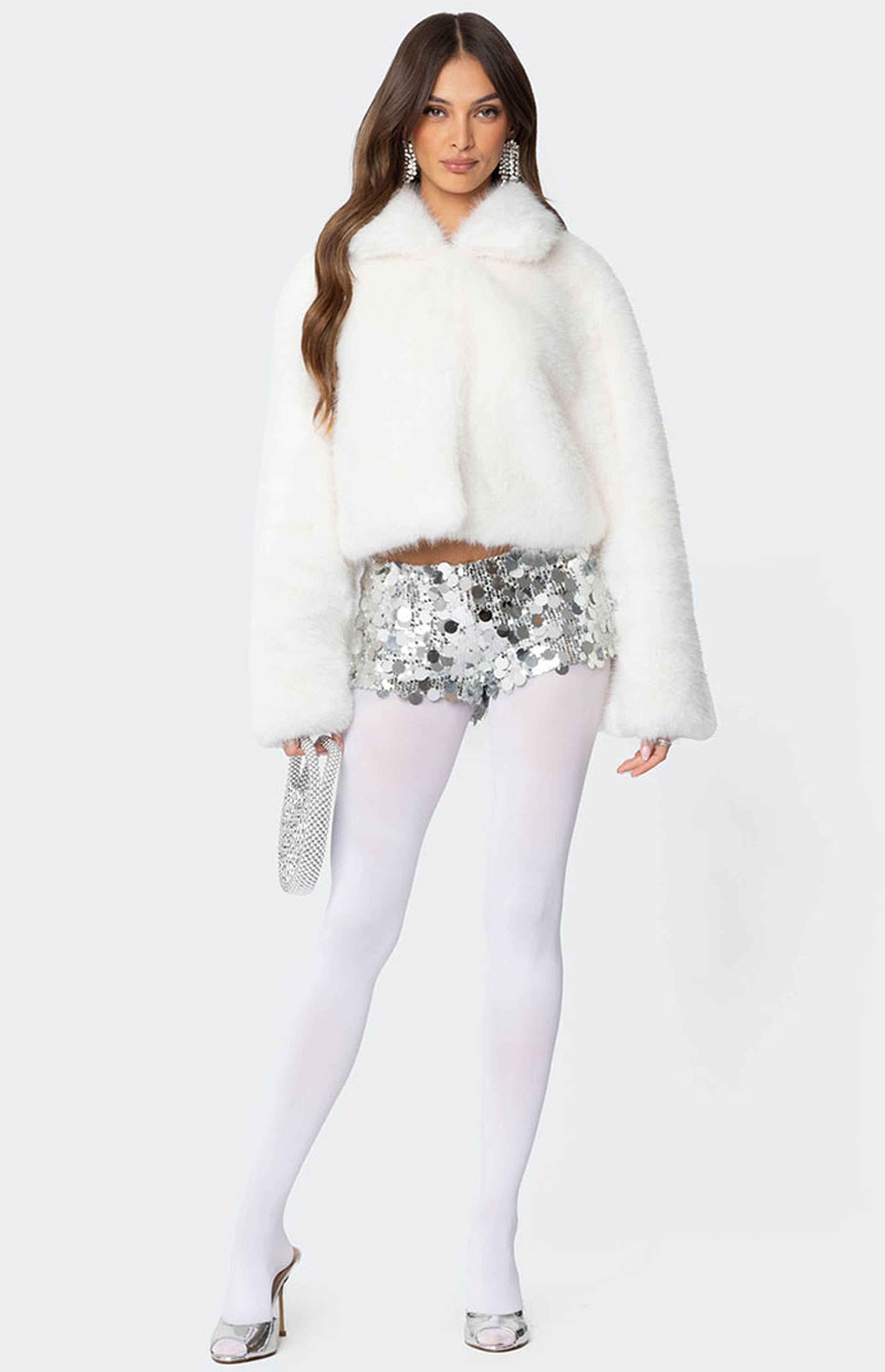 Edikted Nathalie Cropped Faux Fur Jacket | PacSun