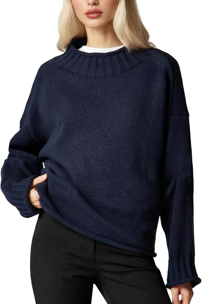 Yimoon Womens Rollneck Sweater Oversized Cotton Sweater 2026 | Amazon (US)