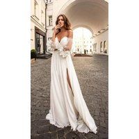 Off The Shoulders Long Puffy Sleeves Lace Elegant Wedding Dress | Simple Modest Rustic Vintage Boho  | Etsy (US)