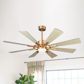 Parrot Uncle 60-in Gold with Brown Blades Integrated LED Indoor/Outdoor Ceiling Fan with Light an... | Lowe's