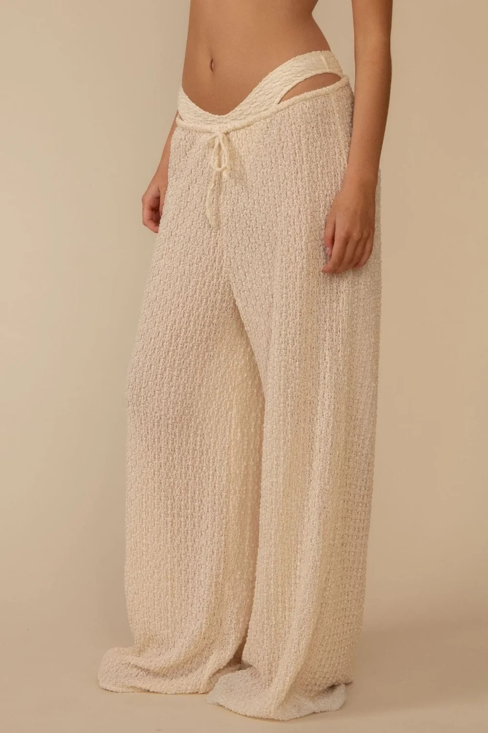 Amalia Texture Drawstring Wide-Leg Pant | Montce
