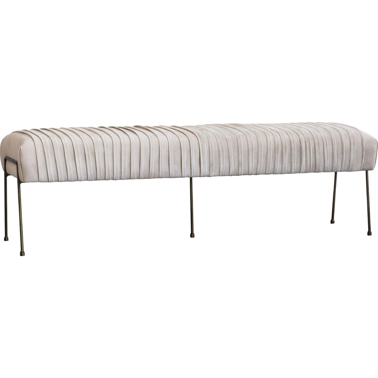 New Pacific Direct Merritt Velvet Fabric Pleated Benches, Dulce Sand | Amazon (US)