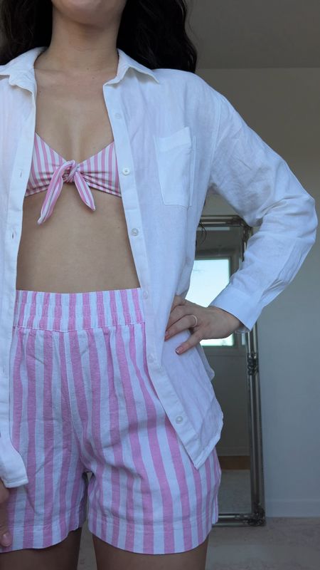 Pink linen shorts 
cute beach outfit 

#LTKSeasonal #LTKfindsunder50 

#LTKstyletip #LTKtravel