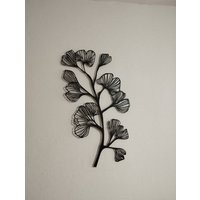 Ginkgo Leaf Metal Wall Art, Large Art, Ginkgo Leaves Hanging Decor, Tree Art, Metal Art, Bedroom | Etsy (US)