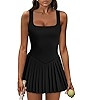 Athletic Dress for Women Built in Shorts U Neck Womens Tennis Dress Pleated with Pockets Sleevele... | Amazon (US)