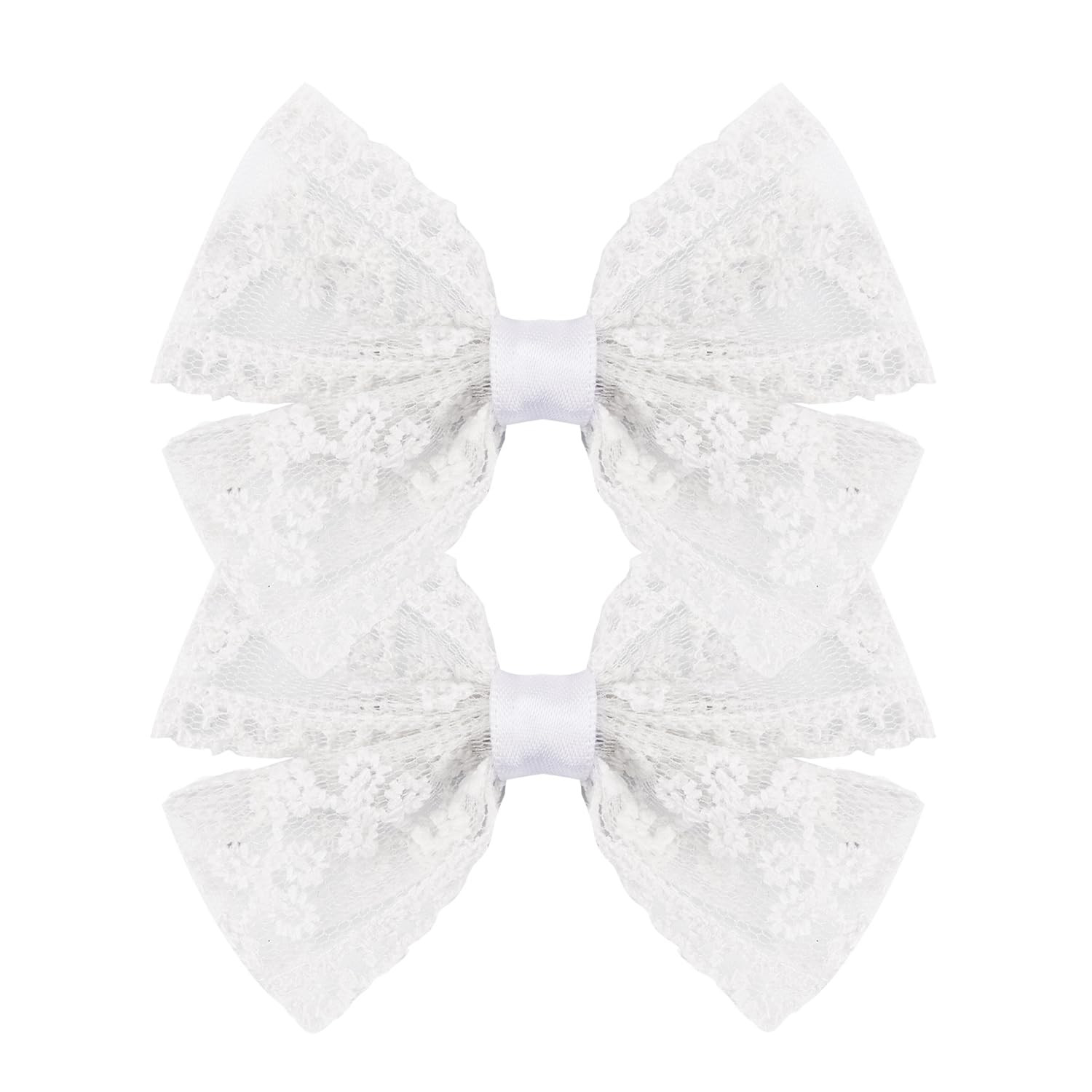 3-Inch Lace Hair Bow Clips for Girls-2PCS Vintage Multicolor Bowknot Hair Accessories, Perfect for Weddings, Birthdays & Special Events-White | Amazon (US)