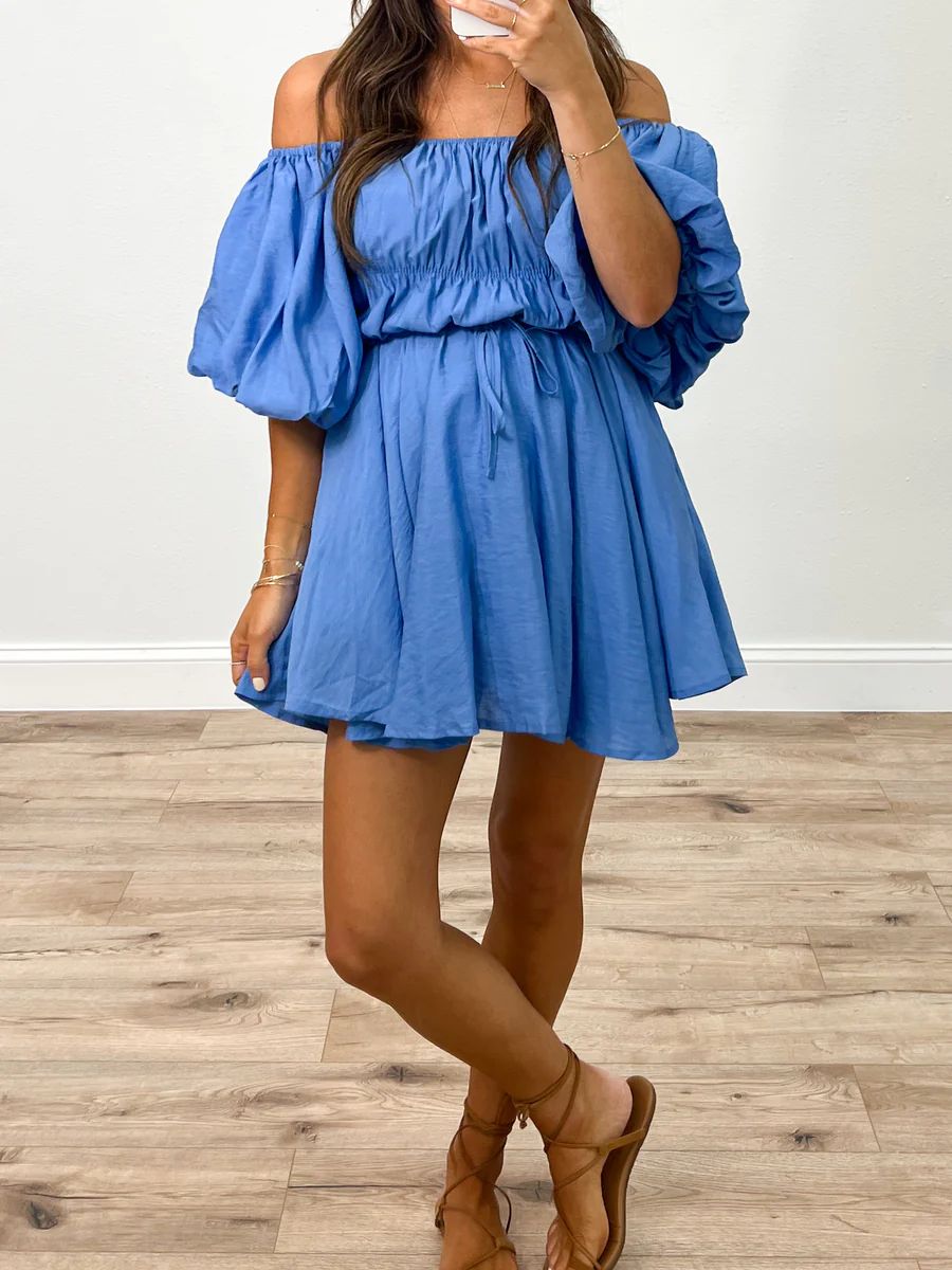 Kolly Bubble Sleeve Dress | Sapphire Blue | Talulah