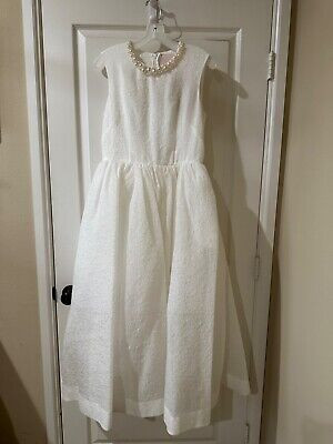 Simone Rocha x H&M White Cloque Dress With Pearl Neckline Detail Size Small, NWT  | eBay | eBay US