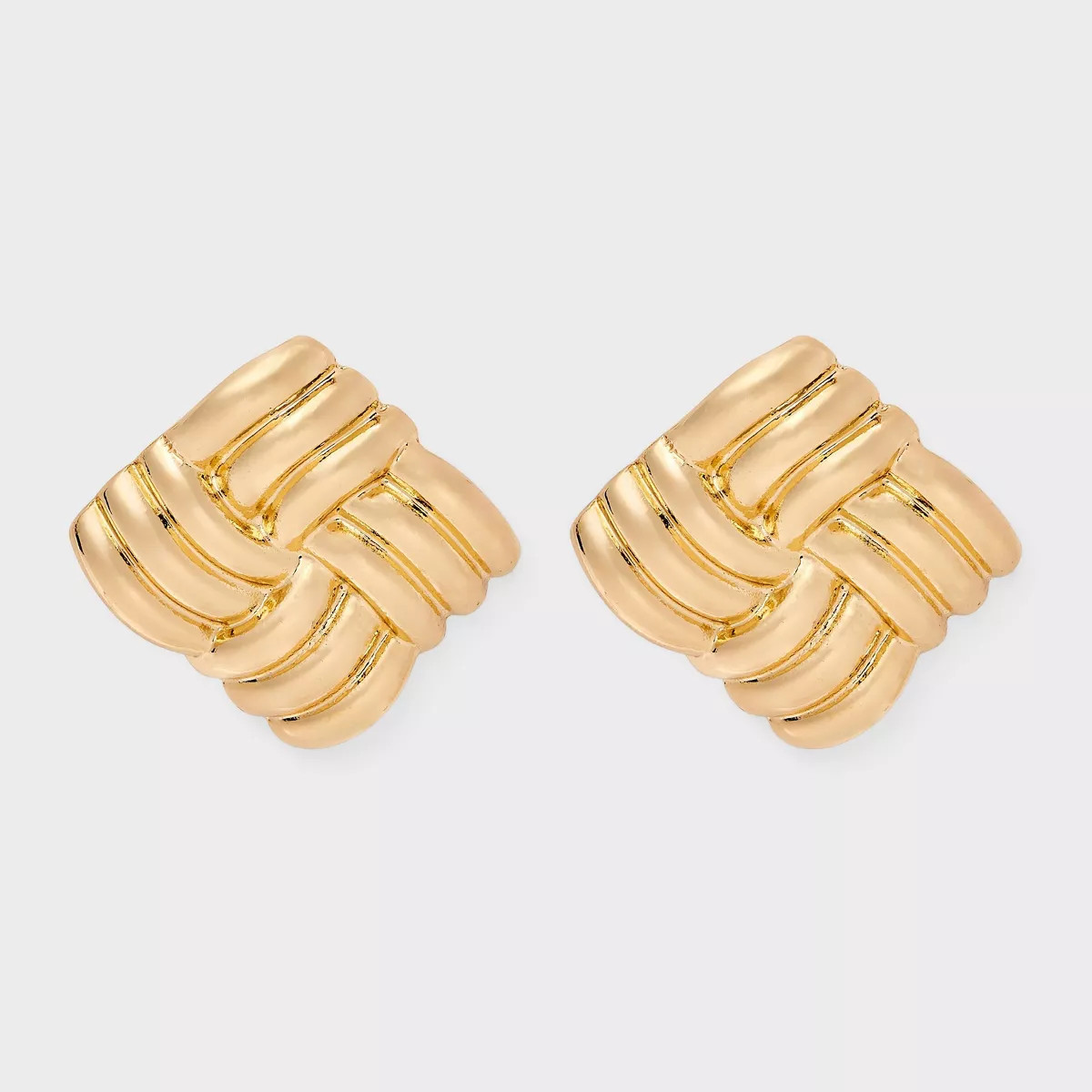 Woven Ribbed Square Post Earrings - A New Day™ Gold | Target