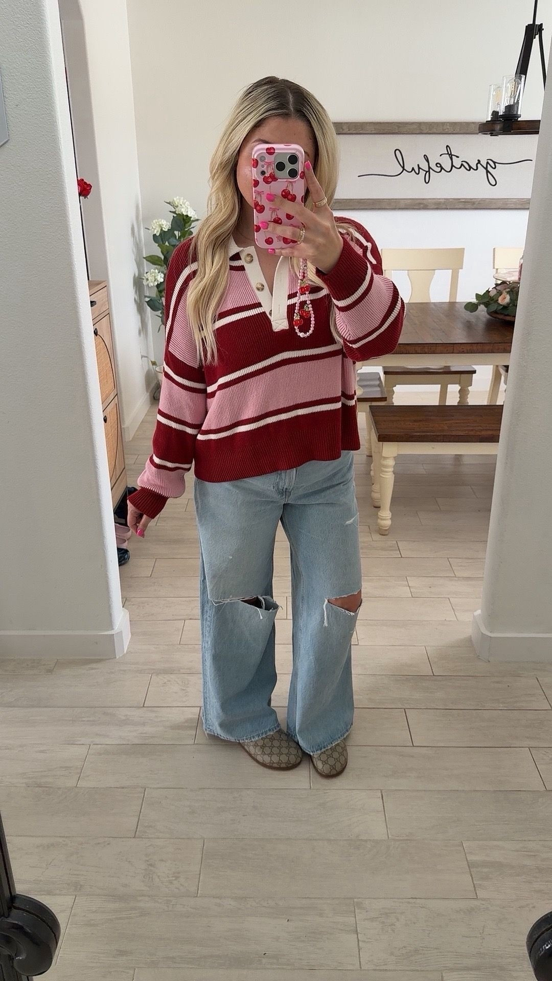 Casual outfit on sale
Small sweater 
Wide leg jeans 
Gucci clogs 

#LTKSaleAlert #LTKootd