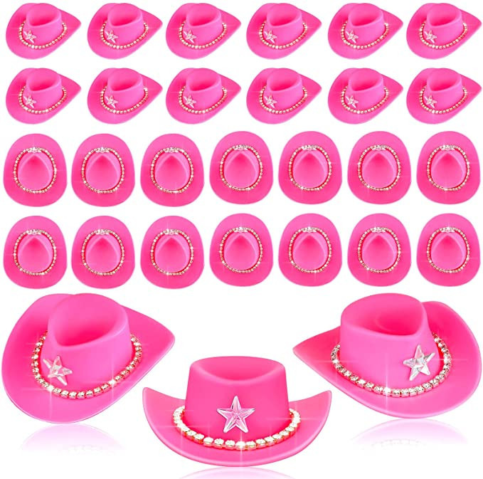 Hungdao Mini Cowboy Hat Plastic Mini Western Cowgirl Hat Pink Cowboy Hat Cute Miniature Hat for P... | Amazon (US)
