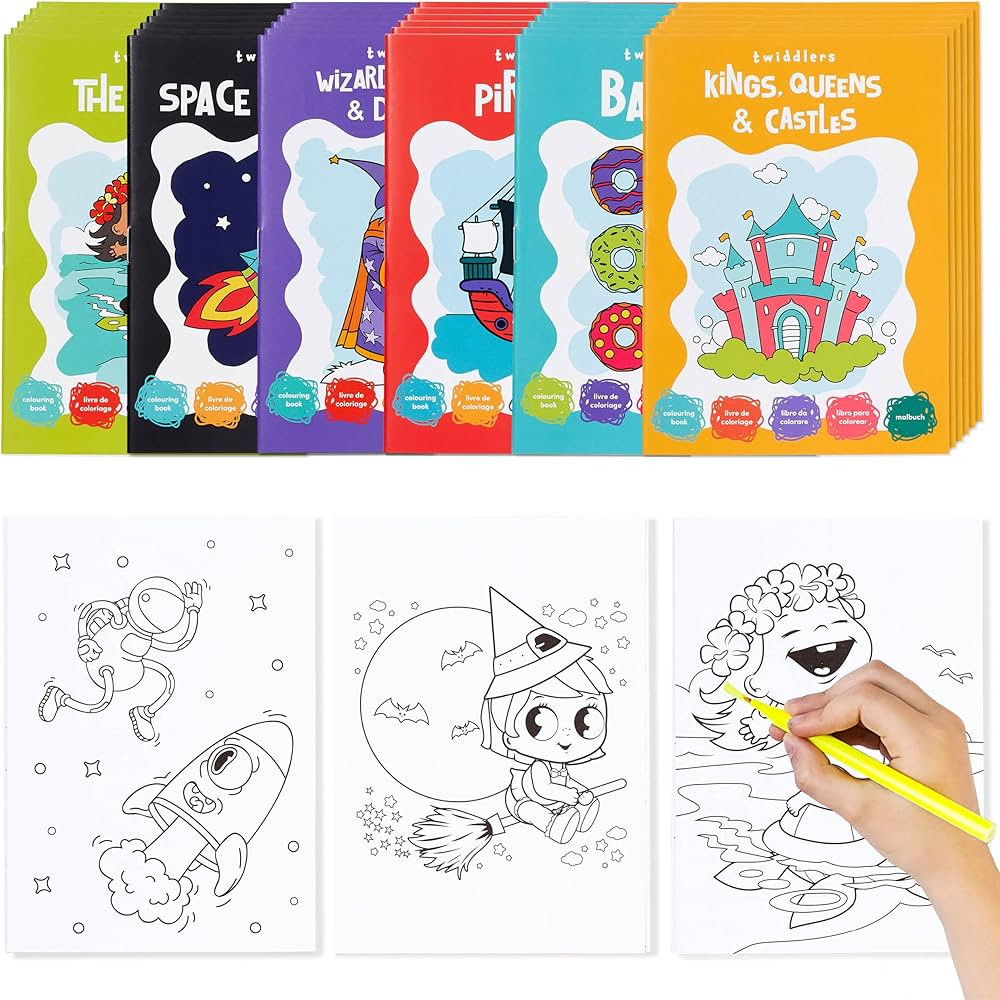 THE TWIDDLERS - 24 Pack 6 Themes Bulk Mini Coloring Books for Kids Ages 3+, Includes Castles Drag... | Amazon (US)