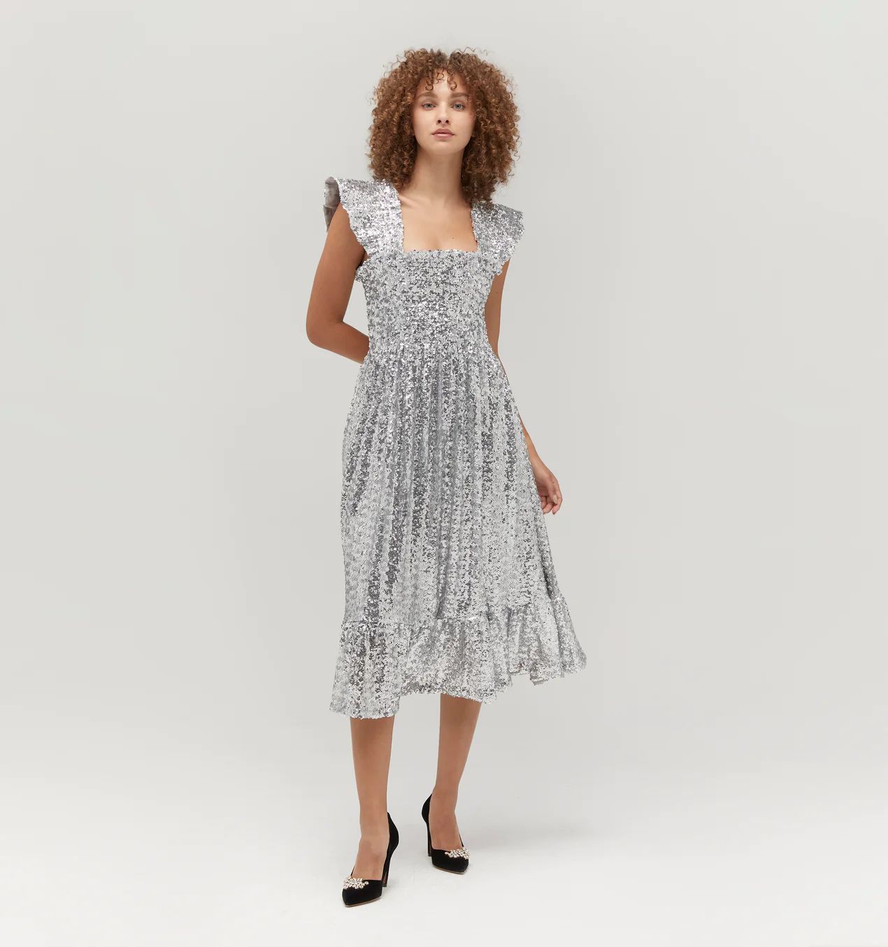 The Sequin Ellie Nap Dress - Silver Sequin | Hill House Home
