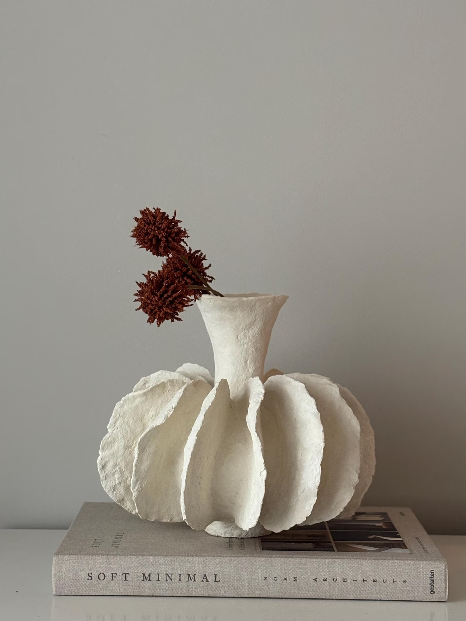 Japandi Style Paper Clay One of a Kind Vase, Minimalist Design White Vessel, Wabi Sabi Home Decor... | Etsy (US)