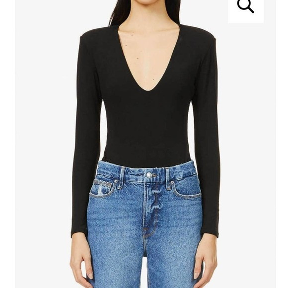 NEW Good American Low Down Deep V Bodysuit 5 2XL Black Plunge NWT | Poshmark