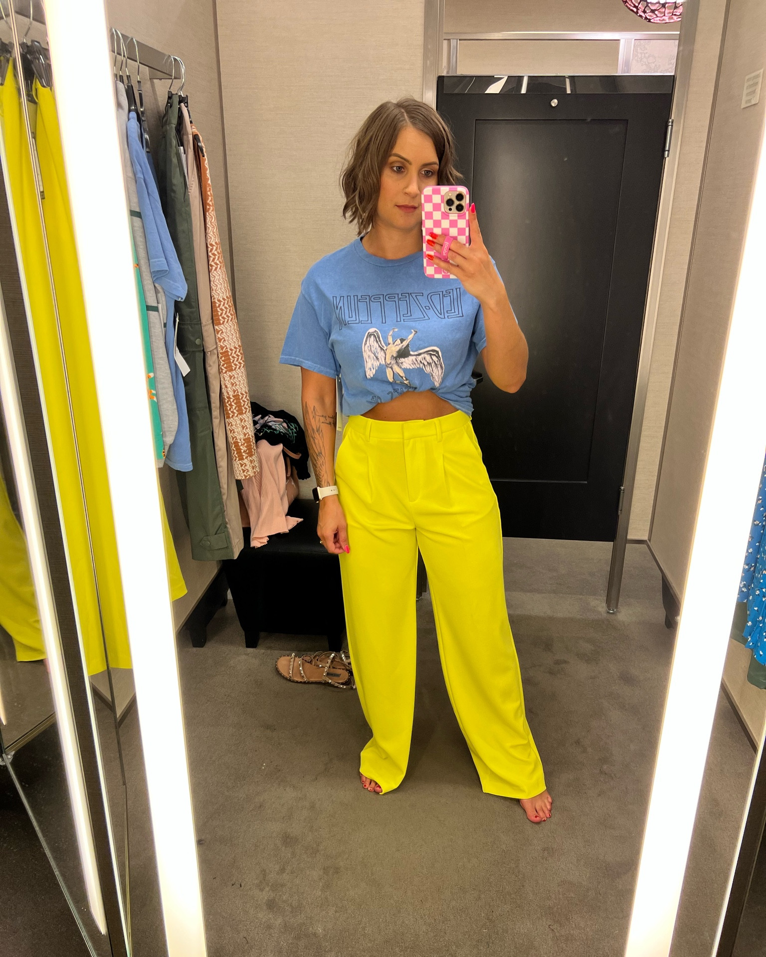 Ignore my rbf 😂😂 but OBSESSED with these pants. Also loving this graphic tee. Small in the tee and the pants are a small but I bought an XS. They run big  

#LTKsalealert #LTKunder50 #LTKxNSale