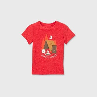 Toddler Boys' 'Happy Campers' Graphic Short Sleeve T-Shirt - Cat & Jack™ Bright Red | Target