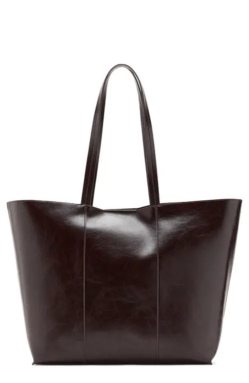 MANGO Large Leather Shopper Bag in Chocolate at Nordstrom | Nordstrom